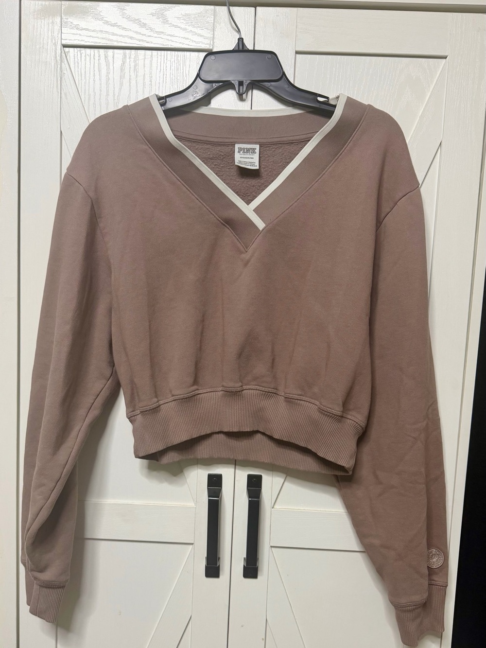 PINK Victoria's Secret Mauve V‑Neck Cropped Sweater Size Small